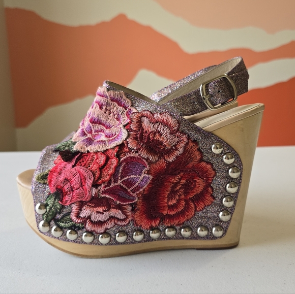 Jeffrey Campbell Snick Platform Wedge Sandal Women's 9 Colorful - Picture 4 of 10